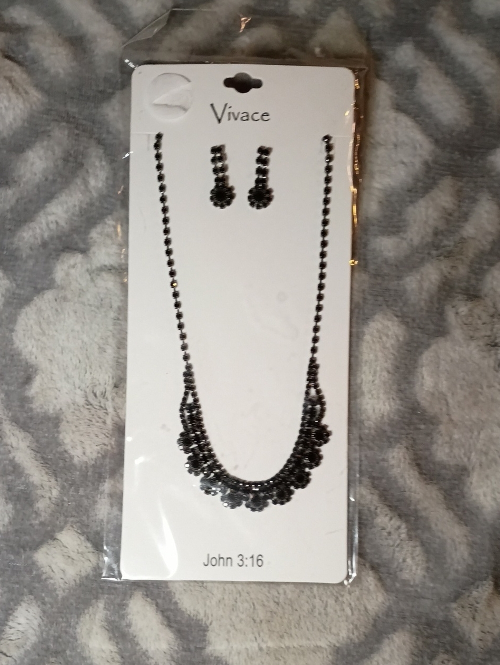 Black Crystal Necklace and Earring Set